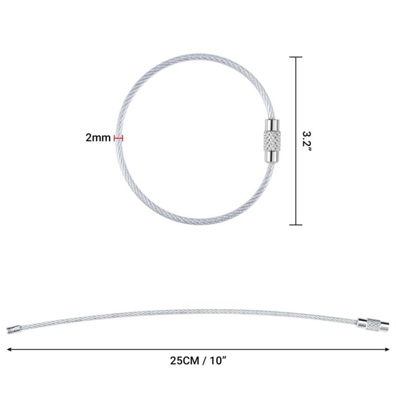 Cable de alambre para llavero Bidponds 25 cm 50 piezas 2 mm plateado