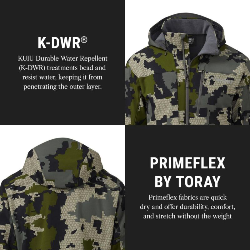 Chaqueta Softshell KUIU Guide PRO con Capucha Resistente al Viento y al Agua