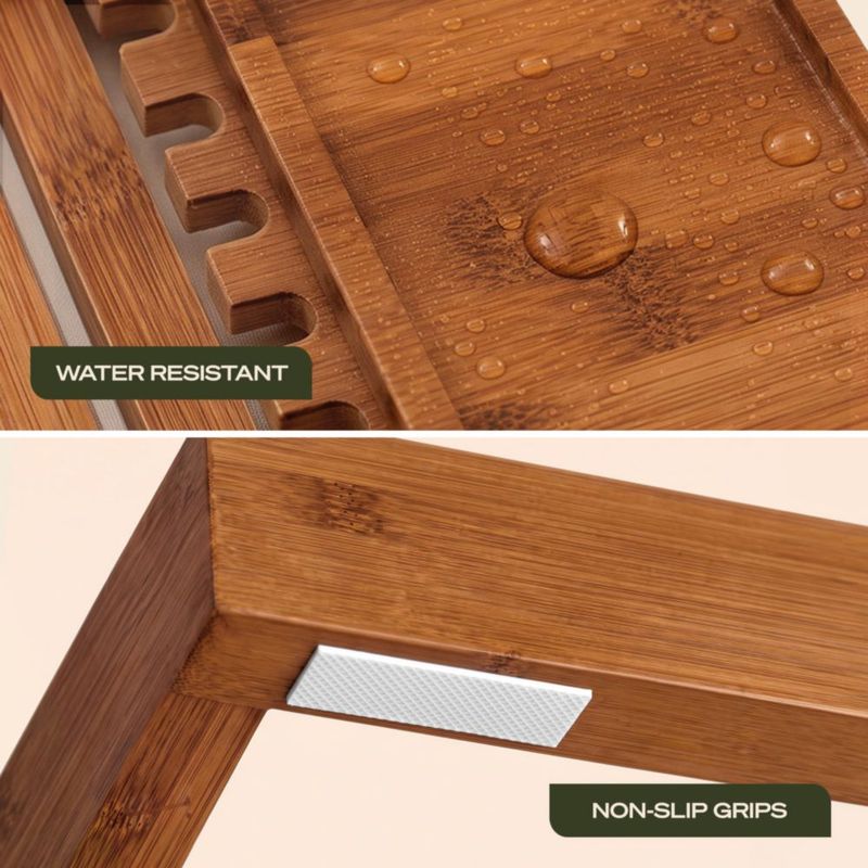 Bandeja para bañera ROYAL CRAFT WOOD plegable de bambú extensible