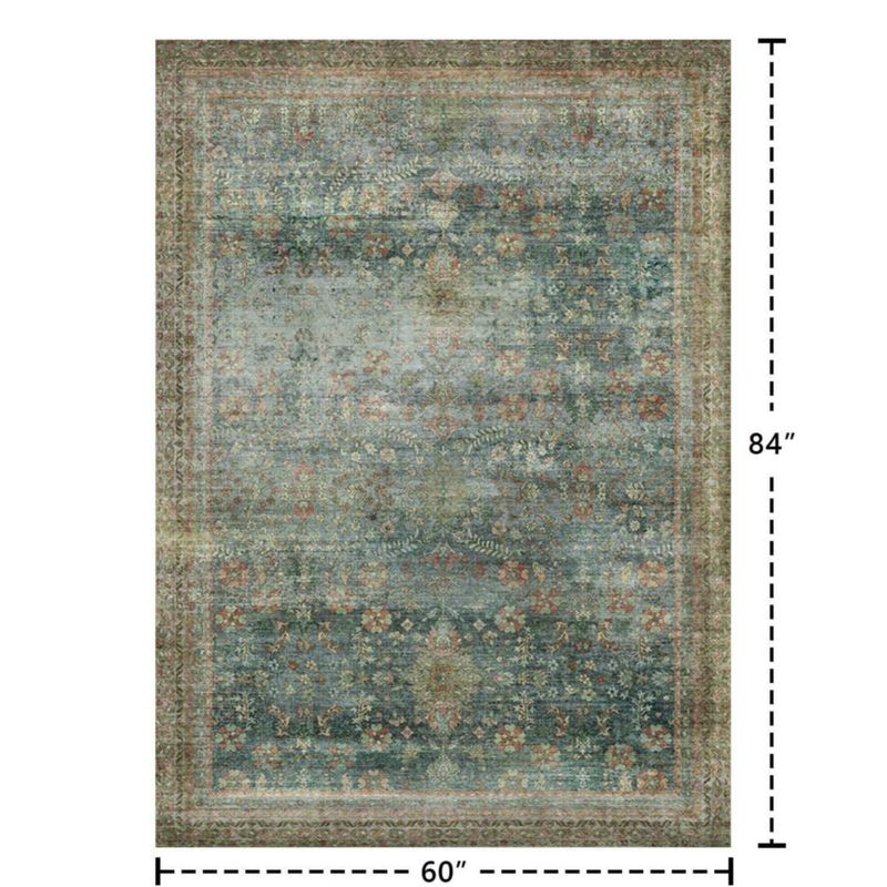 Alfombra de Área Latte&Fog 1.4x2.1 m Lavable Vintage Verde