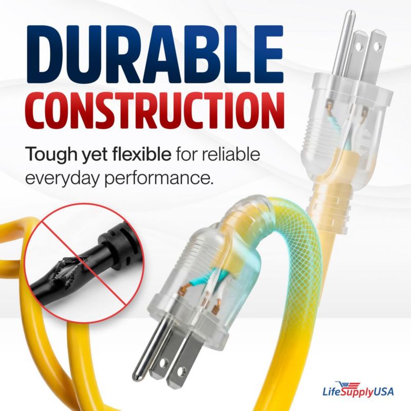 Cable de extensión LifeSupplyUSA 15 m 12/3 impermeable