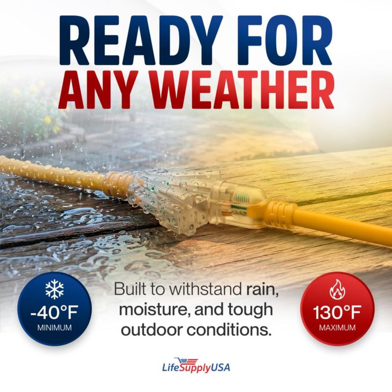 Cable de extensión LifeSupplyUSA 15 m 12/3 impermeable
