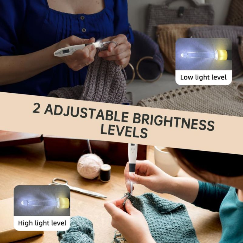 Set de Ganchos de Crochet Jeciran 24 Puntas LED Recargable