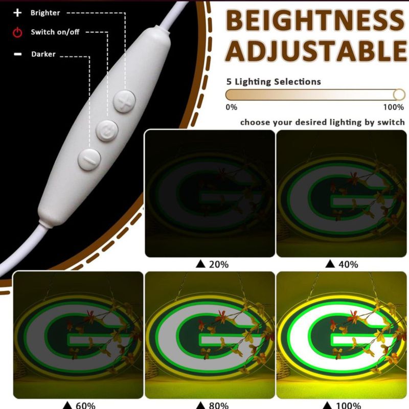 Letrero de Neón LED BNBIDEN con Logo de los Packers – Decoración de Pared Regalo