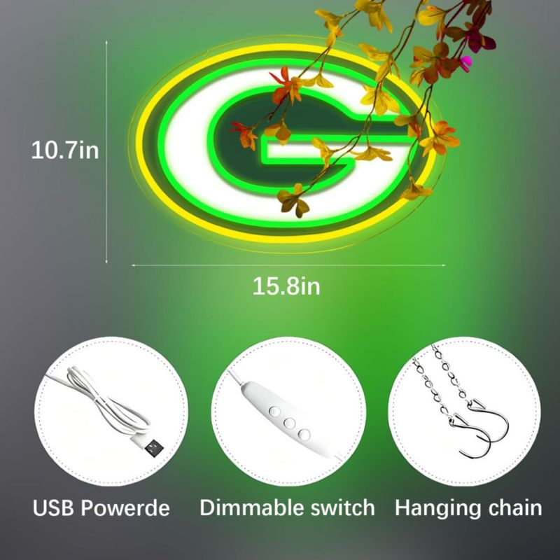 Letrero de Neón LED BNBIDEN con Logo de los Packers – Decoración de Pared Regalo