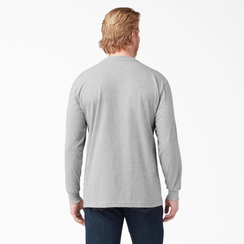 CAMISA Dickies Hombre XL Gris Jaspeado Manga Larga