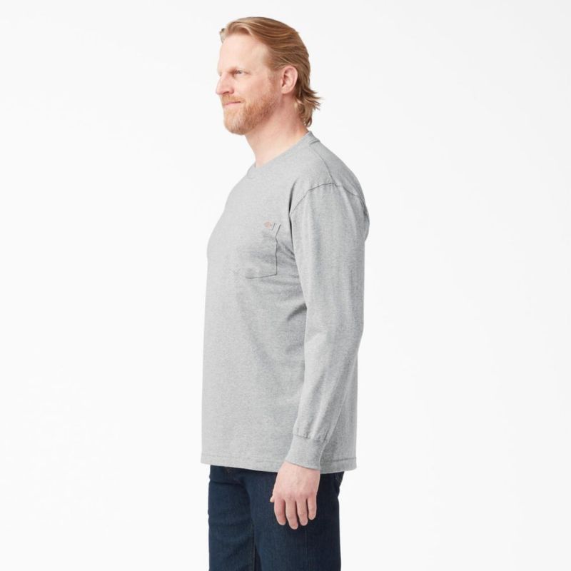 CAMISA Dickies Hombre XL Gris Jaspeado Manga Larga
