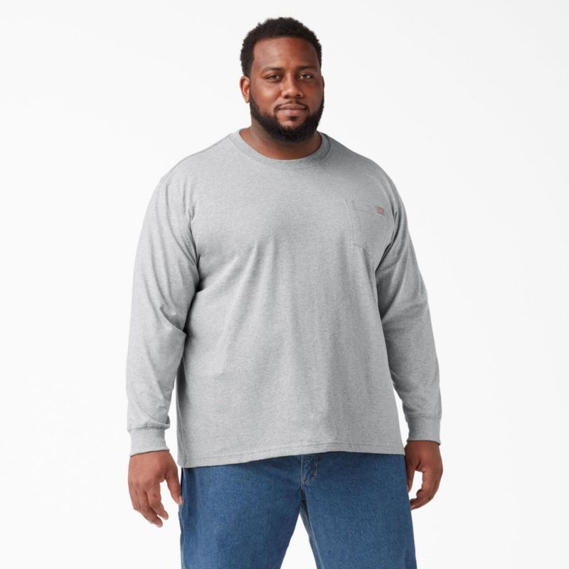 CAMISA Dickies Hombre XL Gris Jaspeado Manga Larga