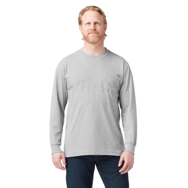 CAMISA Dickies Hombre XL Gris Jaspeado Manga Larga