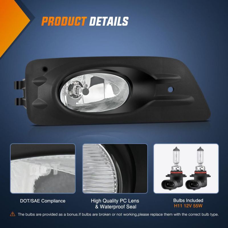 Luces antiniebla Nilight para Honda Accord 2006‑2007 Sedán 4 puertas