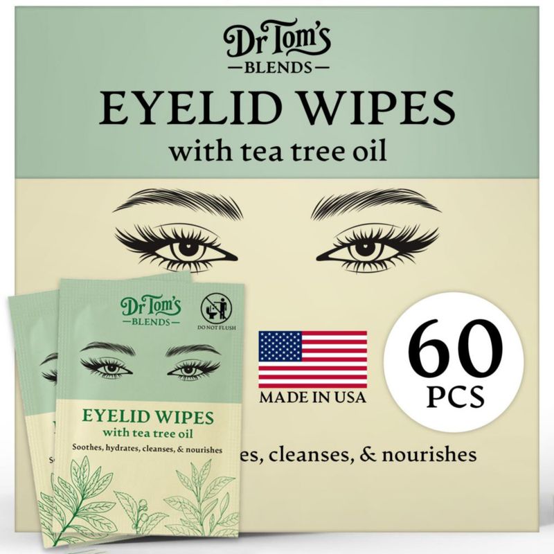 Toallitas para párpados Dr. Tom's Blends 60 uds con aceite de árbol de té