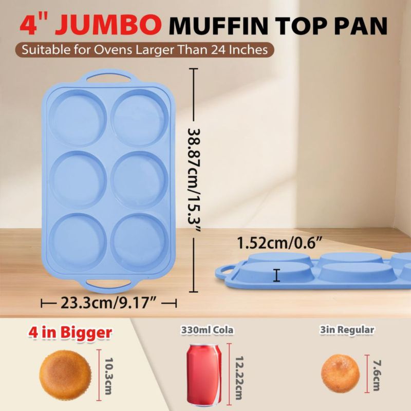 Molde para muffins Toeusog de 6 cavidades 10 cm azul claro