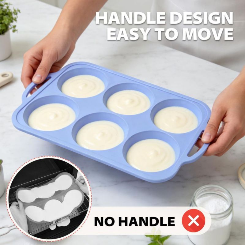 Molde para muffins Toeusog de 6 cavidades 10 cm azul claro