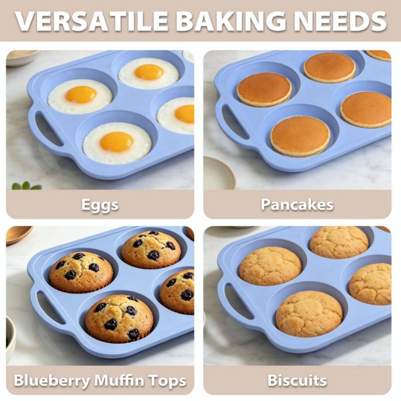 Molde para muffins Toeusog de 6 cavidades 10 cm azul claro