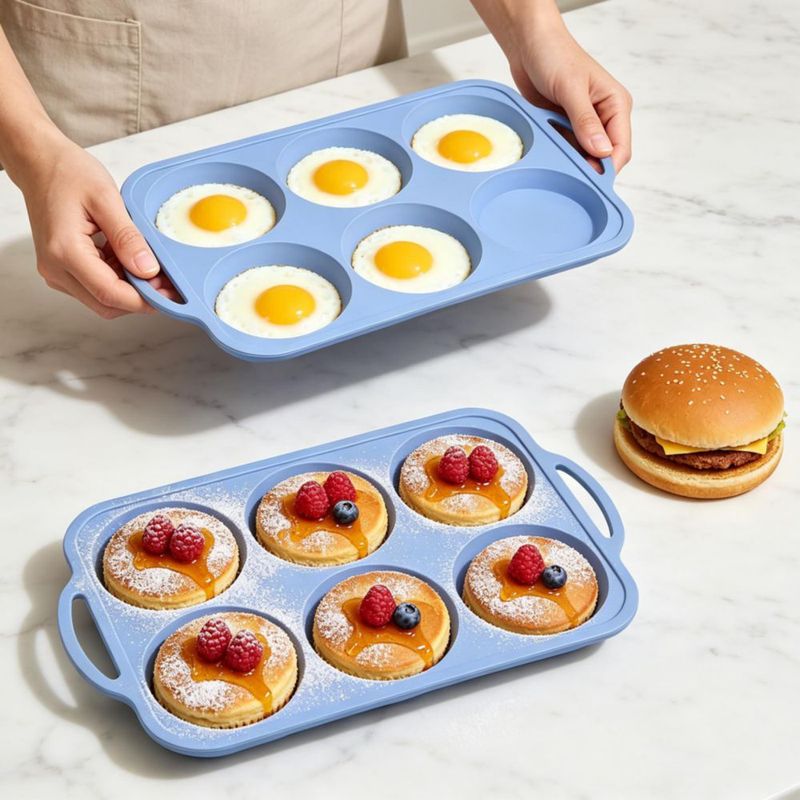 Molde para muffins Toeusog de 6 cavidades 10 cm azul claro