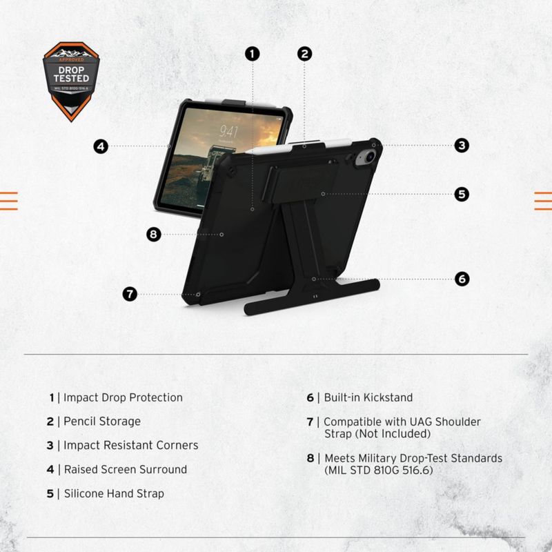 Funda para iPad URBAN ARMOR GEAR 11\"/10.9\" con correa de mano