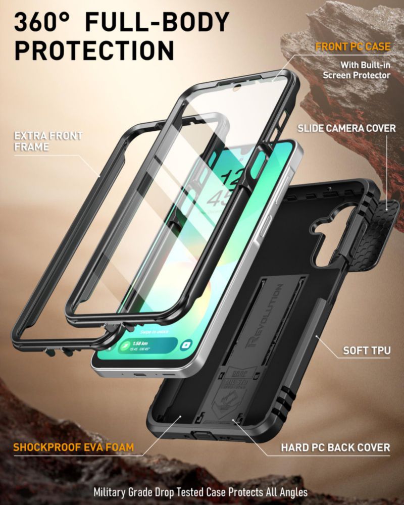 Funda Poetic Galaxy A26 5G Resistente con Soporte – Negra