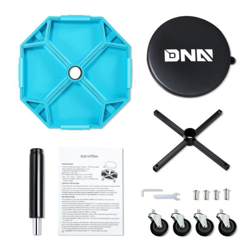 Taburete Mecánico DNA MOTORING 5 kg 136 kg Azul con Bandeja de Herramientas