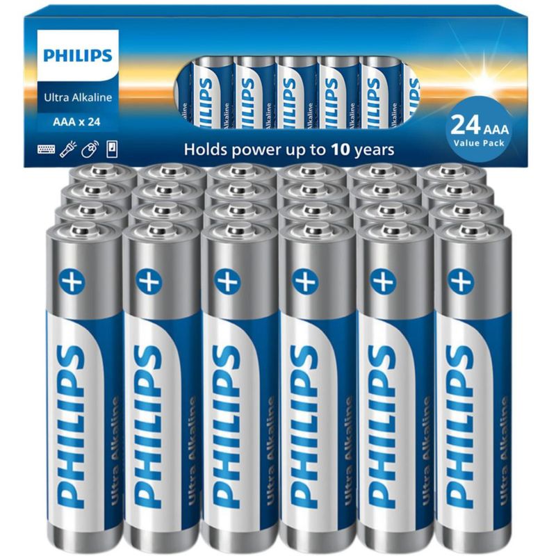 Pilas AAA PHILIPS paquete de 24 unidades 15 V ultra alcalinas de larga duración