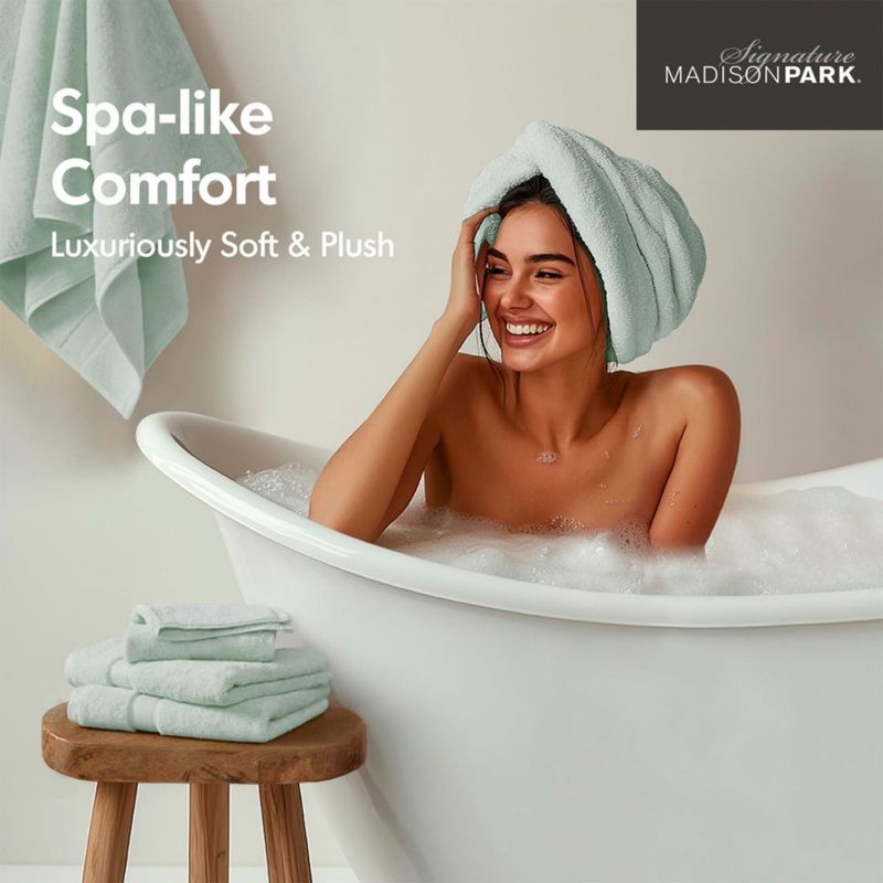 Juego de 2 toallas Madison Park 86 cm x 173 cm – Color espuma marina