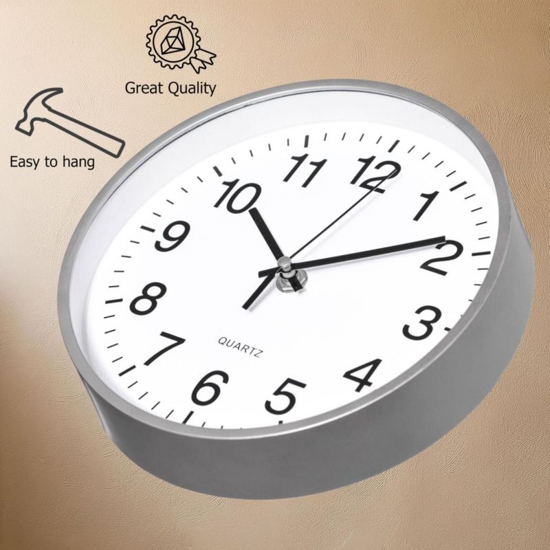 Reloj de pared CLOCKSWISE plateado analógico silencioso 25 cm