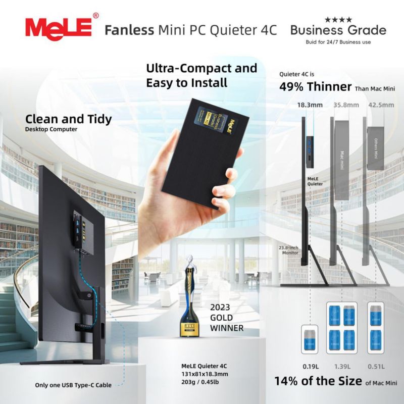 Mini PC MeLE N150 16 GB 512 GB sin ventilador 4C 3.6 GHz