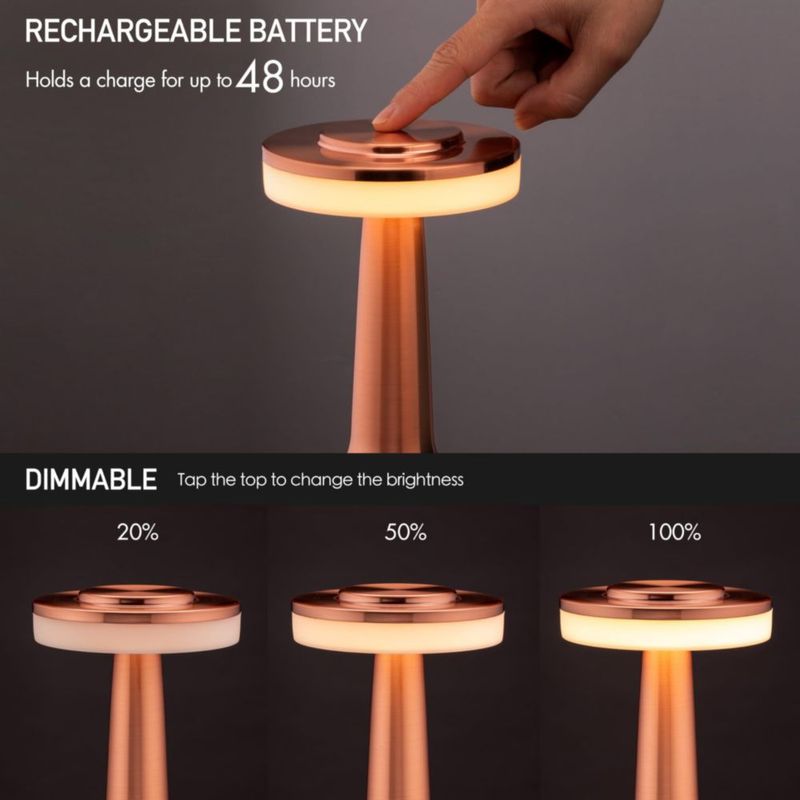 Lámpara de mesa LED portátil O'Bright OB-TL01B-RG 20 cm Rosa Dorado