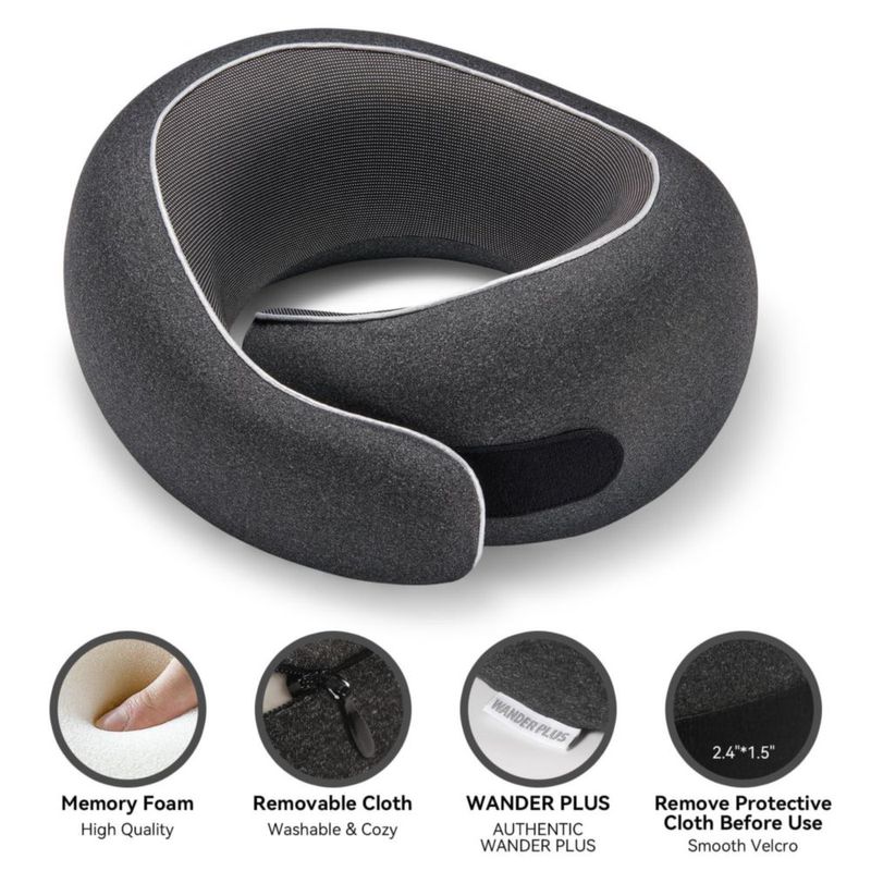 Almohada de Viaje WANDER+ de Espuma de Memoria Morada Ergonómica
