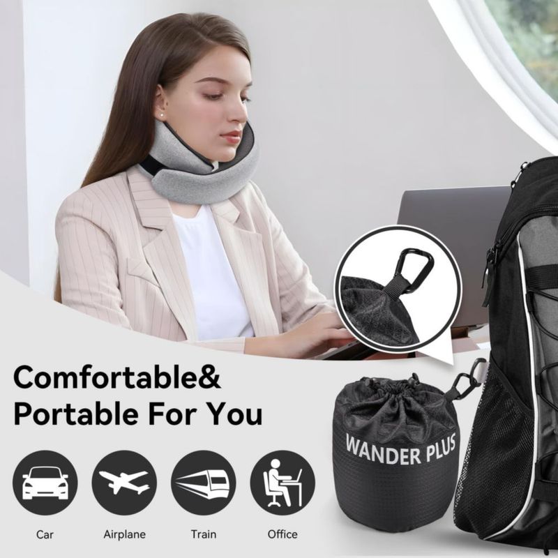Almohada de Viaje WANDER+ de Espuma de Memoria Morada Ergonómica