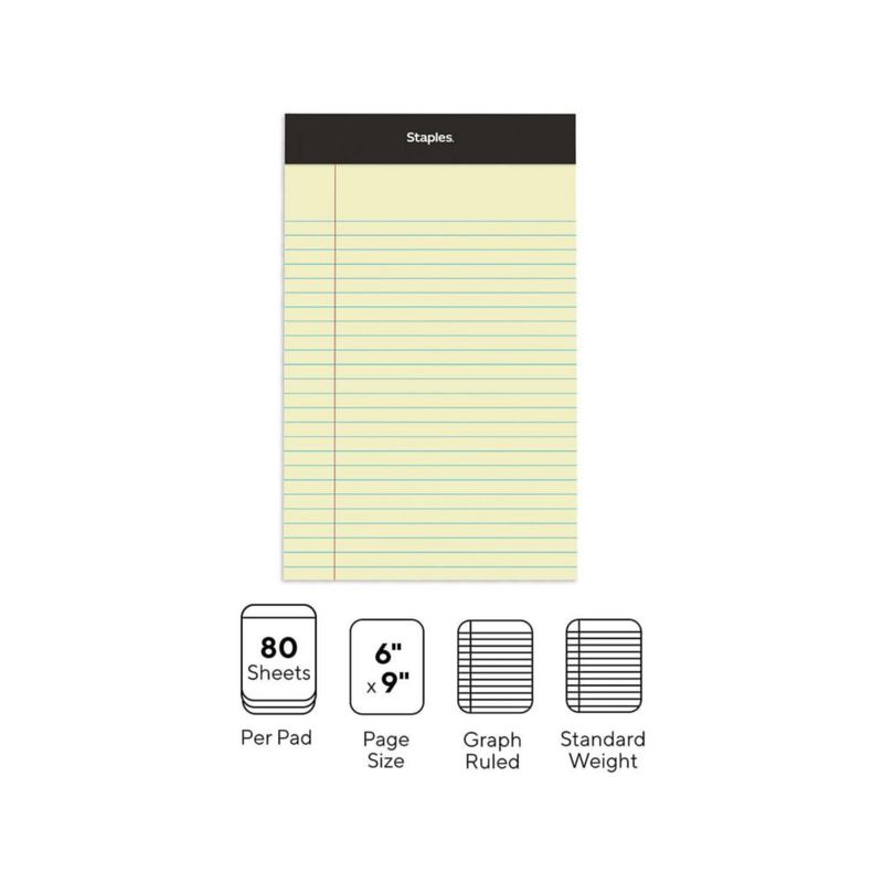 Bloc de notas STAPLES 5 x 8 cm doble con rayas estrechas 100 hojas paquete de 6