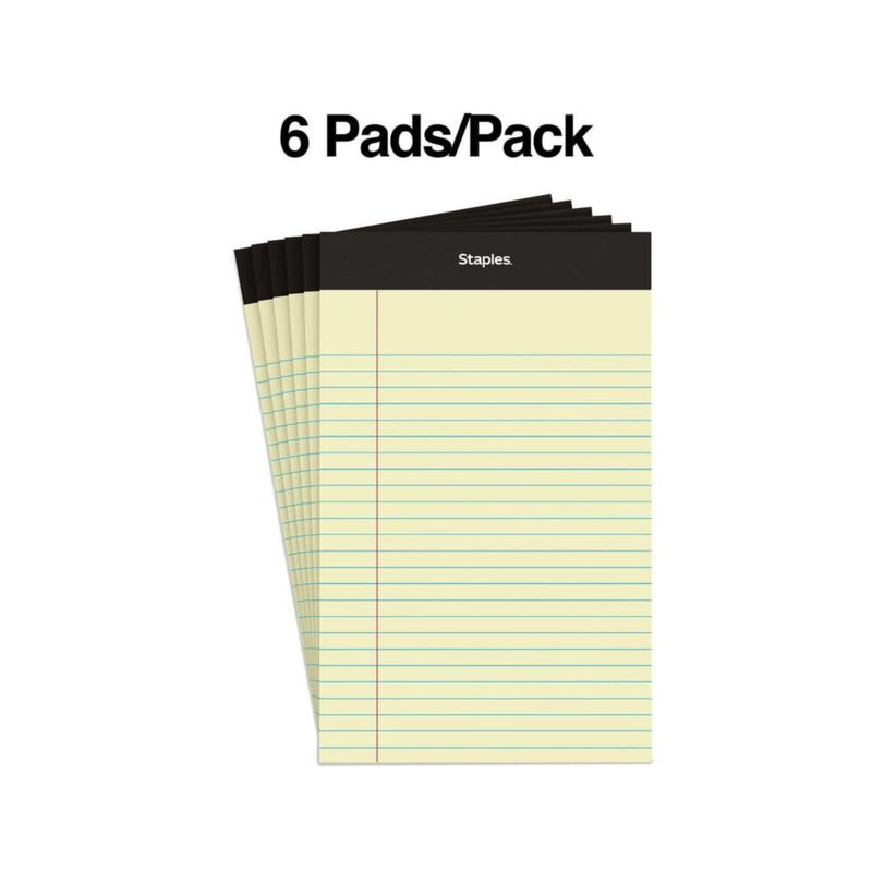 Bloc de notas STAPLES 5 x 8 cm doble con rayas estrechas 100 hojas paquete de 6
