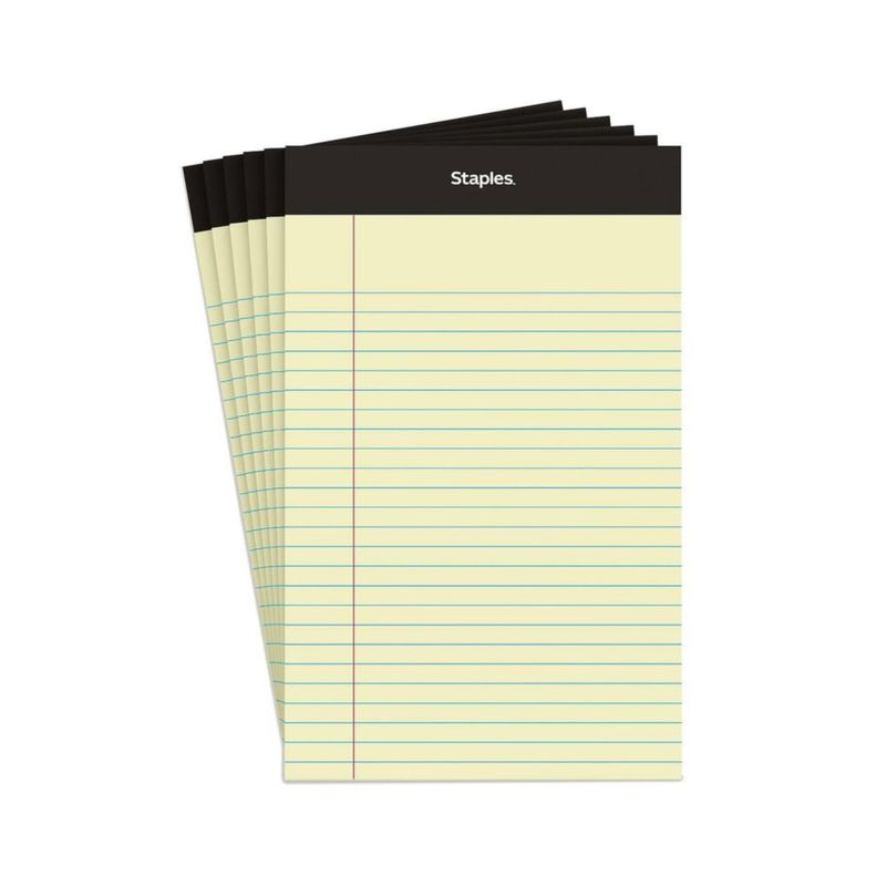 Bloc de notas STAPLES 5 x 8 cm doble con rayas estrechas 100 hojas paquete de 6