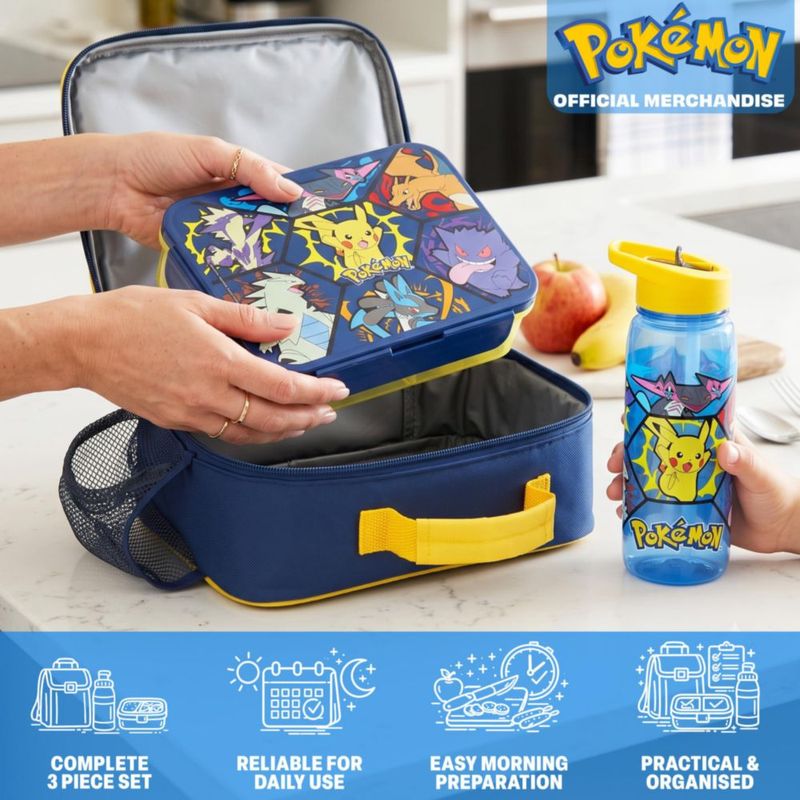 Set de 3 piezas Lunch Bag Get Trend Pokémon – Bolsa de almuerzo fiambrera y botella de 640 ml