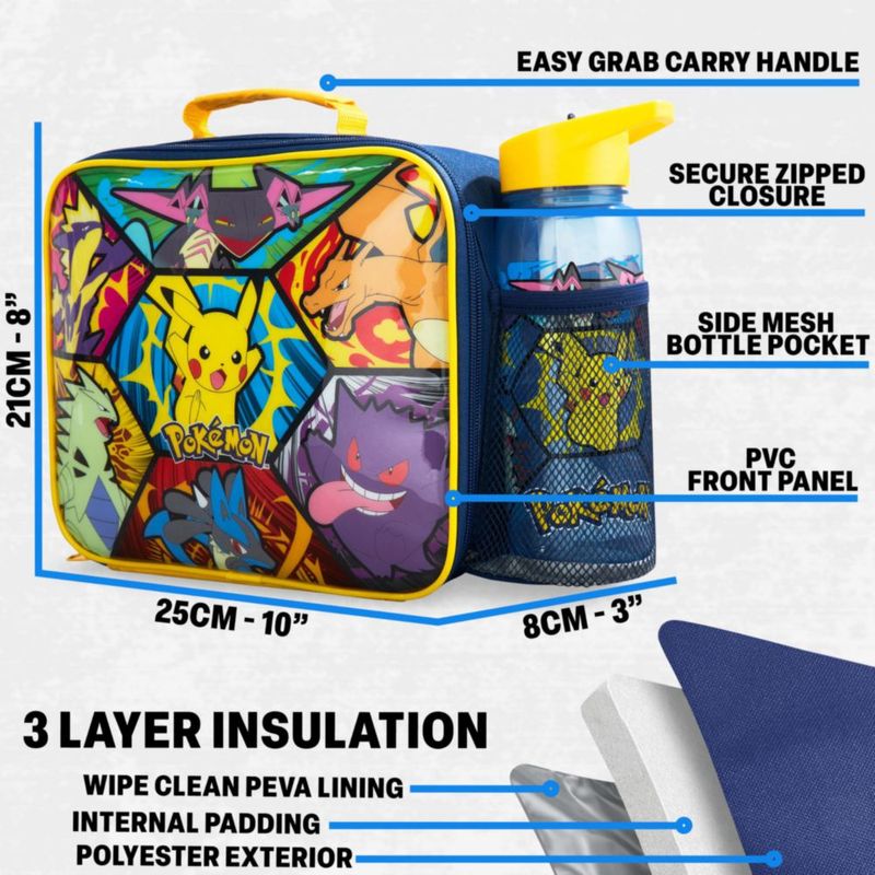 Set de 3 piezas Lunch Bag Get Trend Pokémon – Bolsa de almuerzo fiambrera y botella de 640 ml
