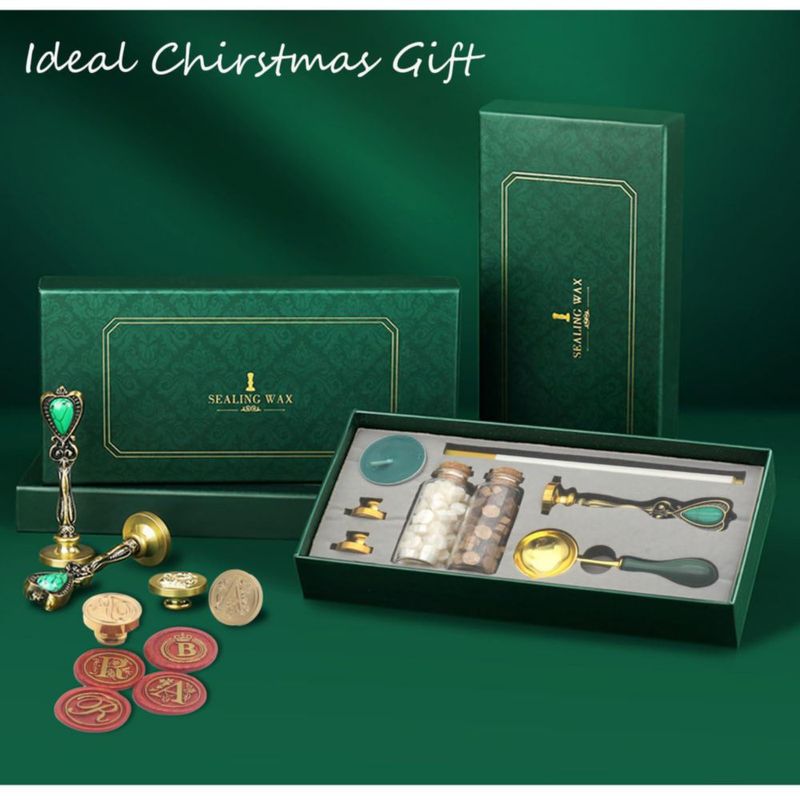 Kit de sello de cera Andotopee Alfabeto K 3 piezas caja de regalo