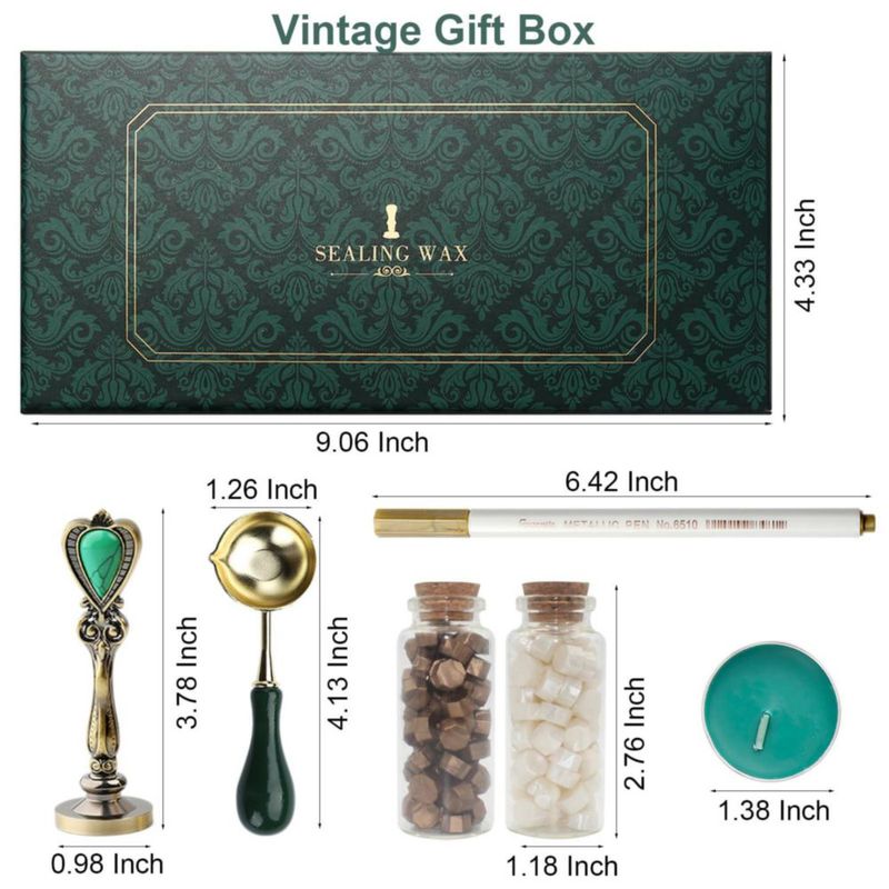 Kit de sello de cera Andotopee Alfabeto K 3 piezas caja de regalo