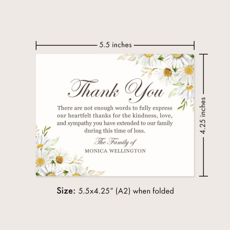 Tarjetas de agradecimiento Hello Love Goods 14 × 108 cm con margarita