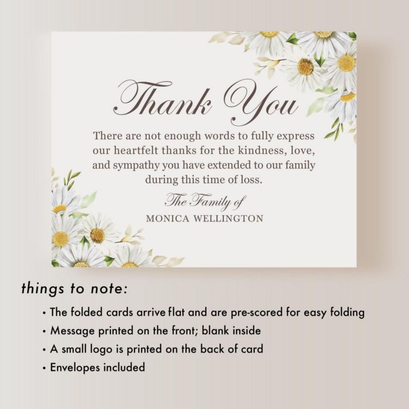 Tarjetas de agradecimiento Hello Love Goods 14 × 108 cm con margarita
