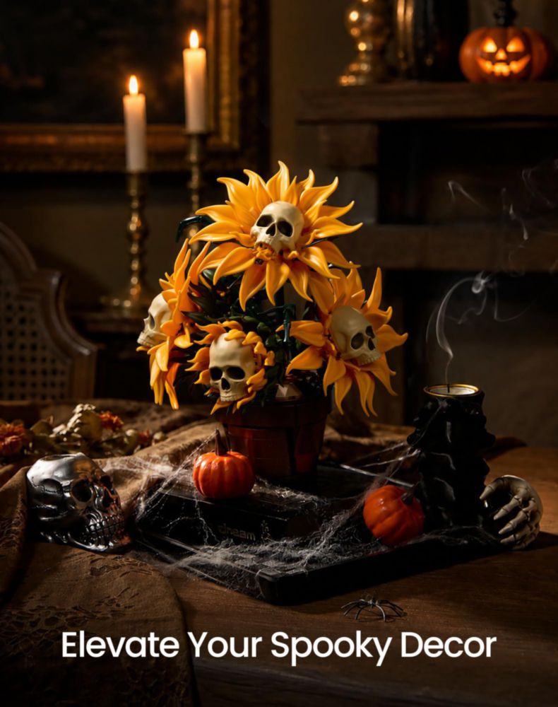 Set de Construcción SupreOwls Calavera con Girasol en Maceta para Adultos
