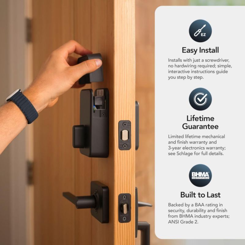 Cerradura inteligente SCHLAGE Sense Pro UWB en níquel satinado