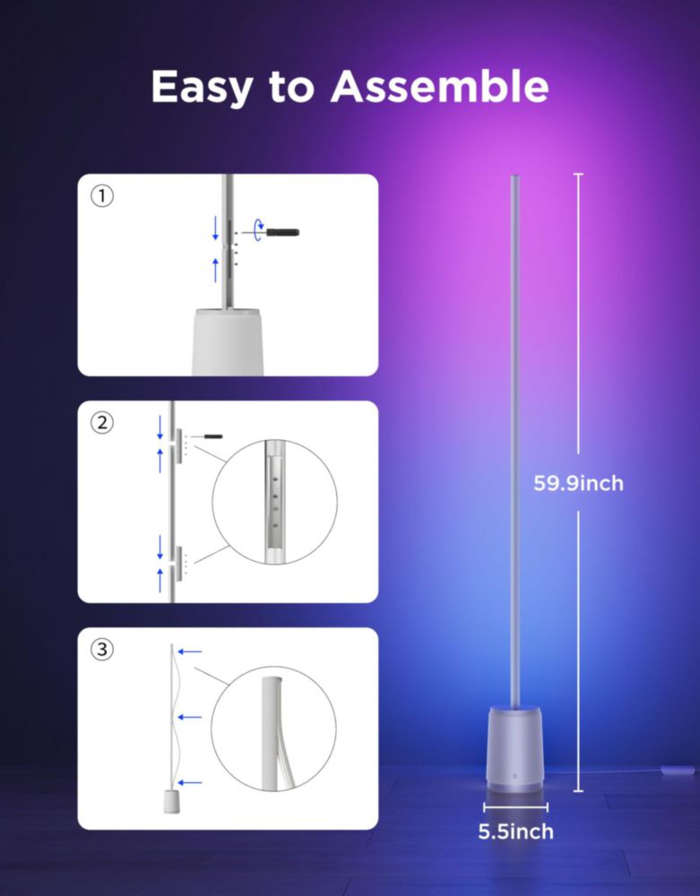 Lámpara de pie Govee 3 Lite RGBIC inteligente con Wi‑Fi