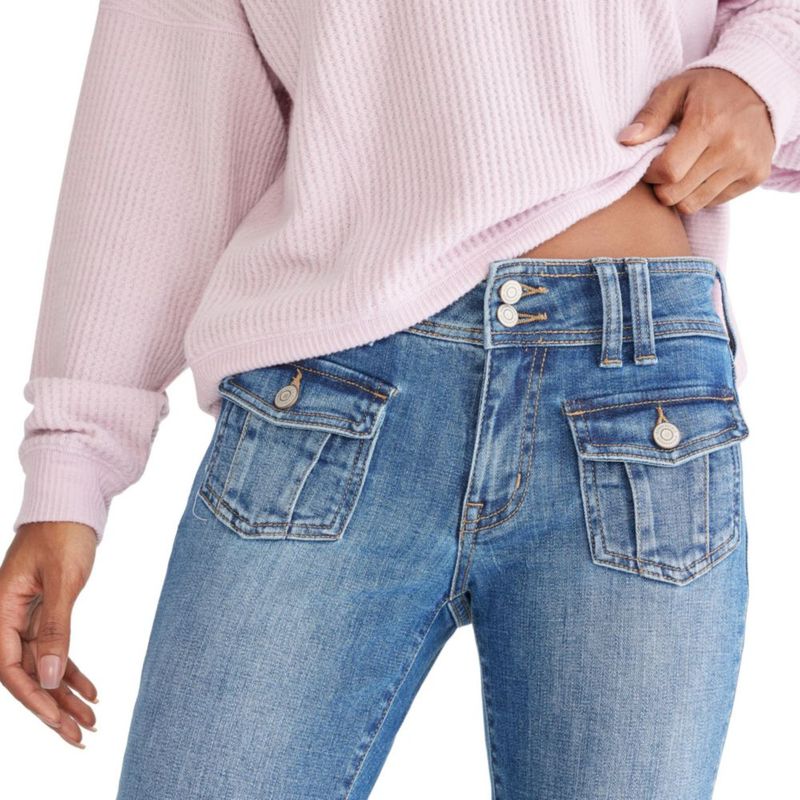 Jeans Flare AEROPOSTALE 0S Lavado Oscuro de Tiro Bajo