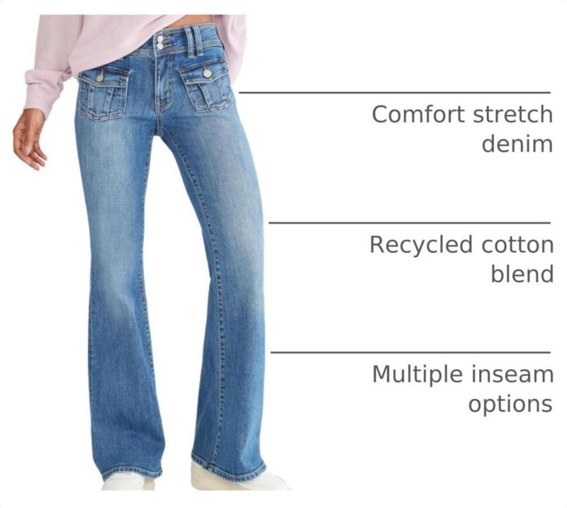 Jeans Flare AEROPOSTALE 0S Lavado Oscuro de Tiro Bajo