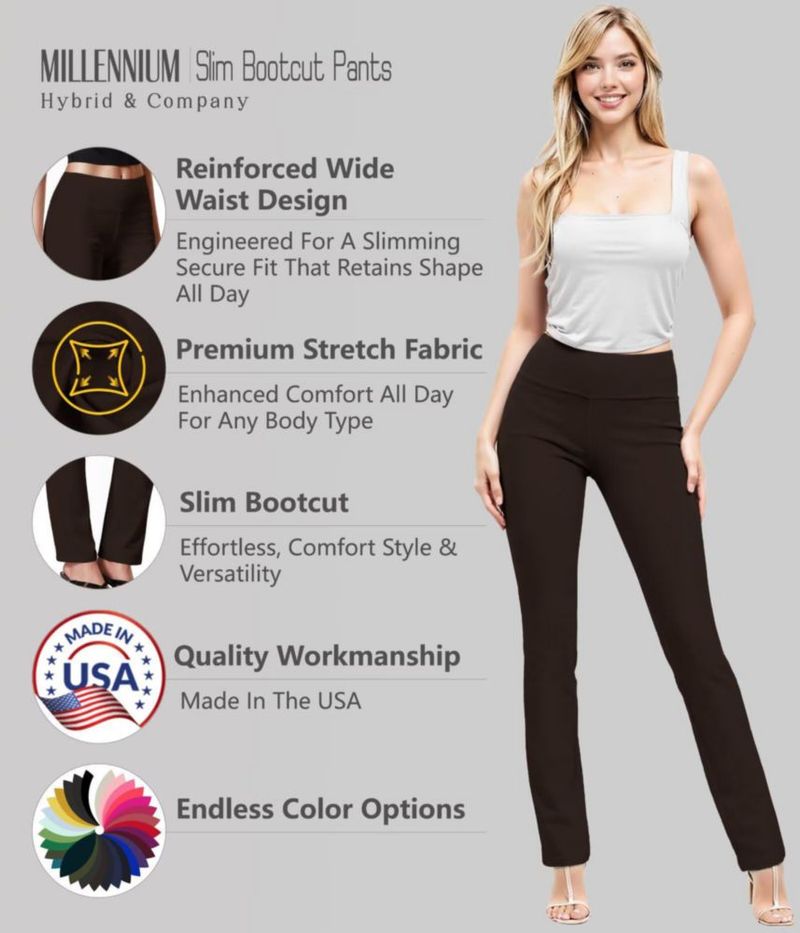 Pantalones Hybrid & Company Slim Bootcut Marrón 3X