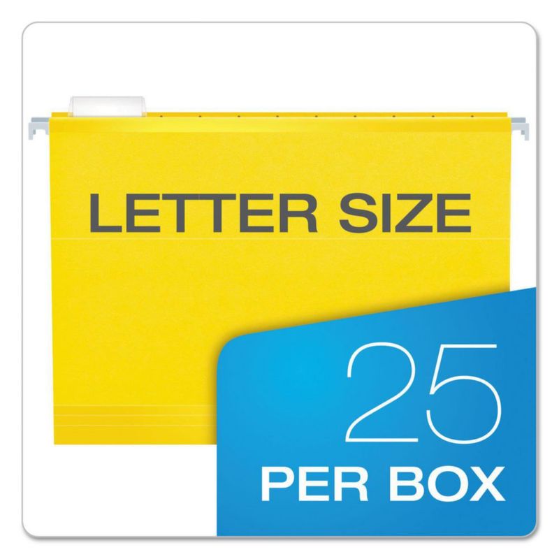 Carpeta colgante Pendaflex tamaño carta amarilla con pestañas 1/5 – caja de 25 unidades