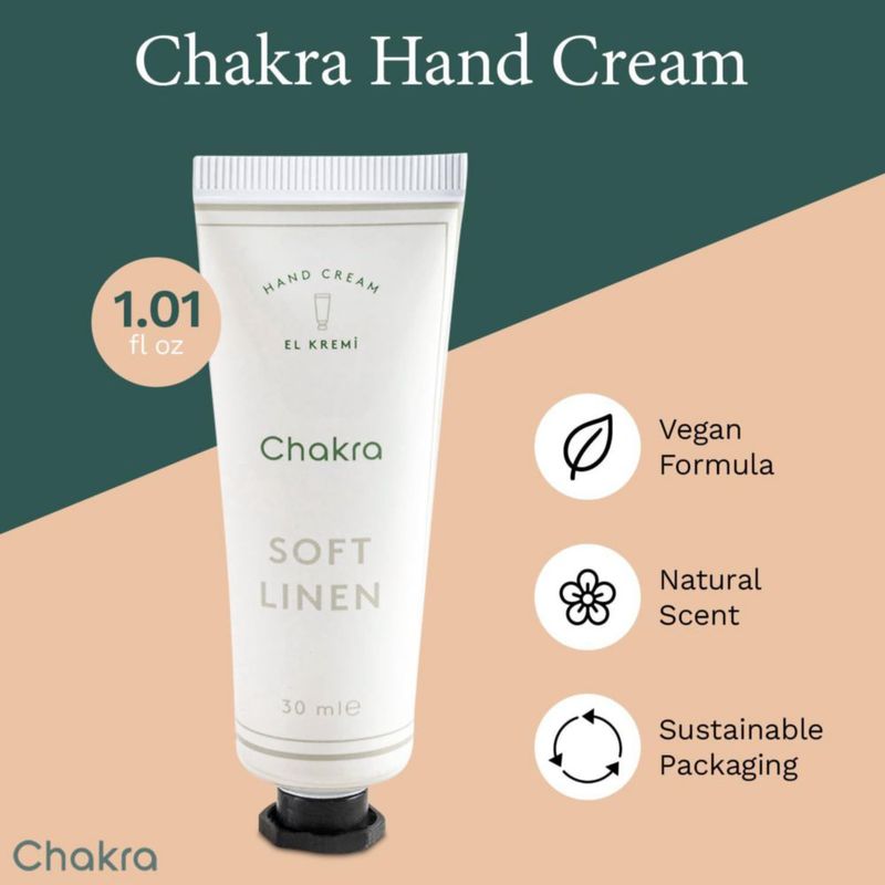 Crema de Manos Chakra 30 ml con Aroma de Lino Suave