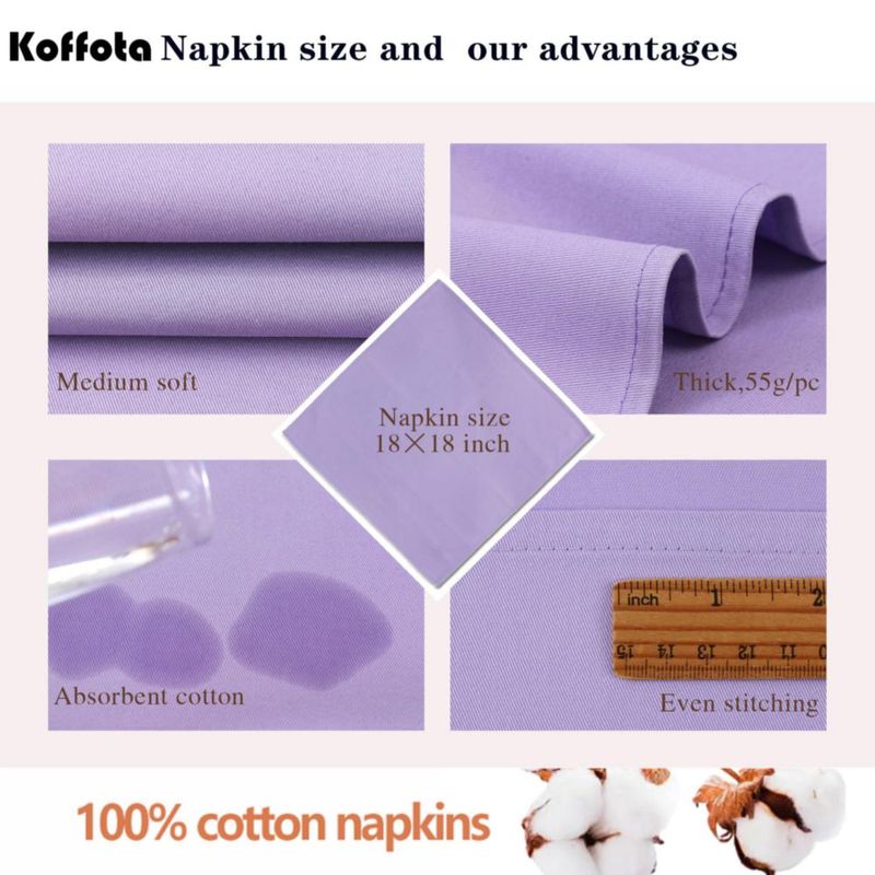 Servilletas de Tela KOFFOTA 46 cm Lavanda Paquete de 6