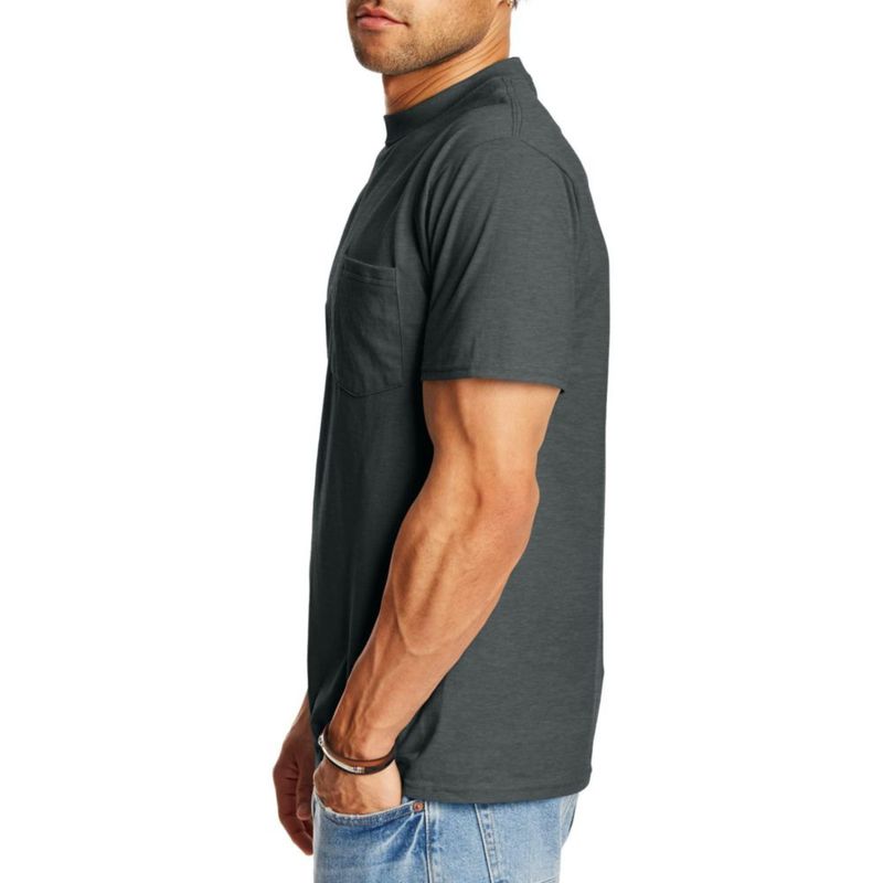 Camiseta Hanes talla XXL gris carbón con bolsillo