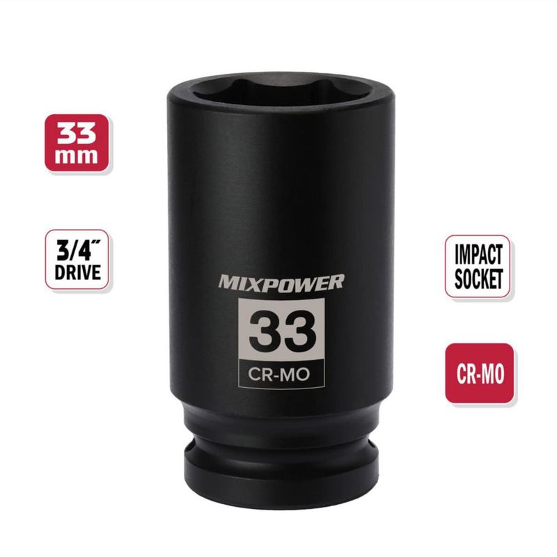 Cubo de Impacto MIXPOWER 33 mm de 3/4" de Cabezal 6 Puntos