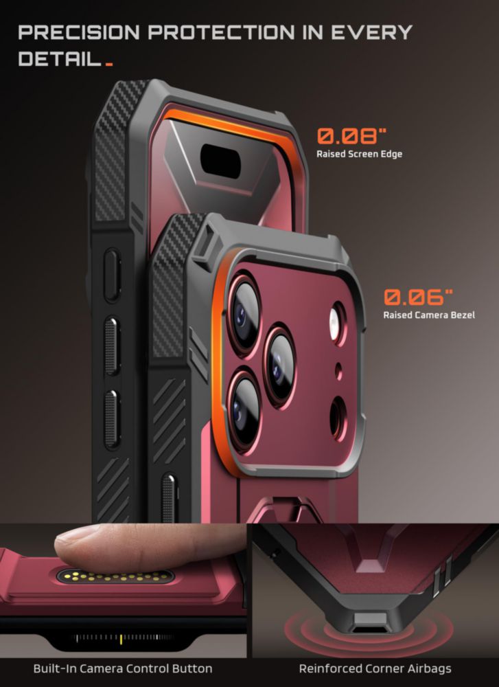 Funda SUPCASE para iPhone 18/17 Pro Max en color Burdeos